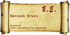 Bercsik Ervin névjegykártya